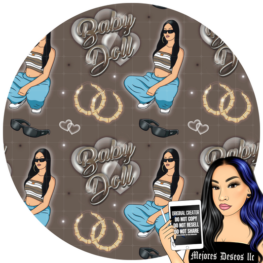 Baby Doll Chola, Chicana inspired SEAMLESS Design JPEG. Babydoll Seamless. Babydoll Clipart.Old school hearts. Instant Download ONLY