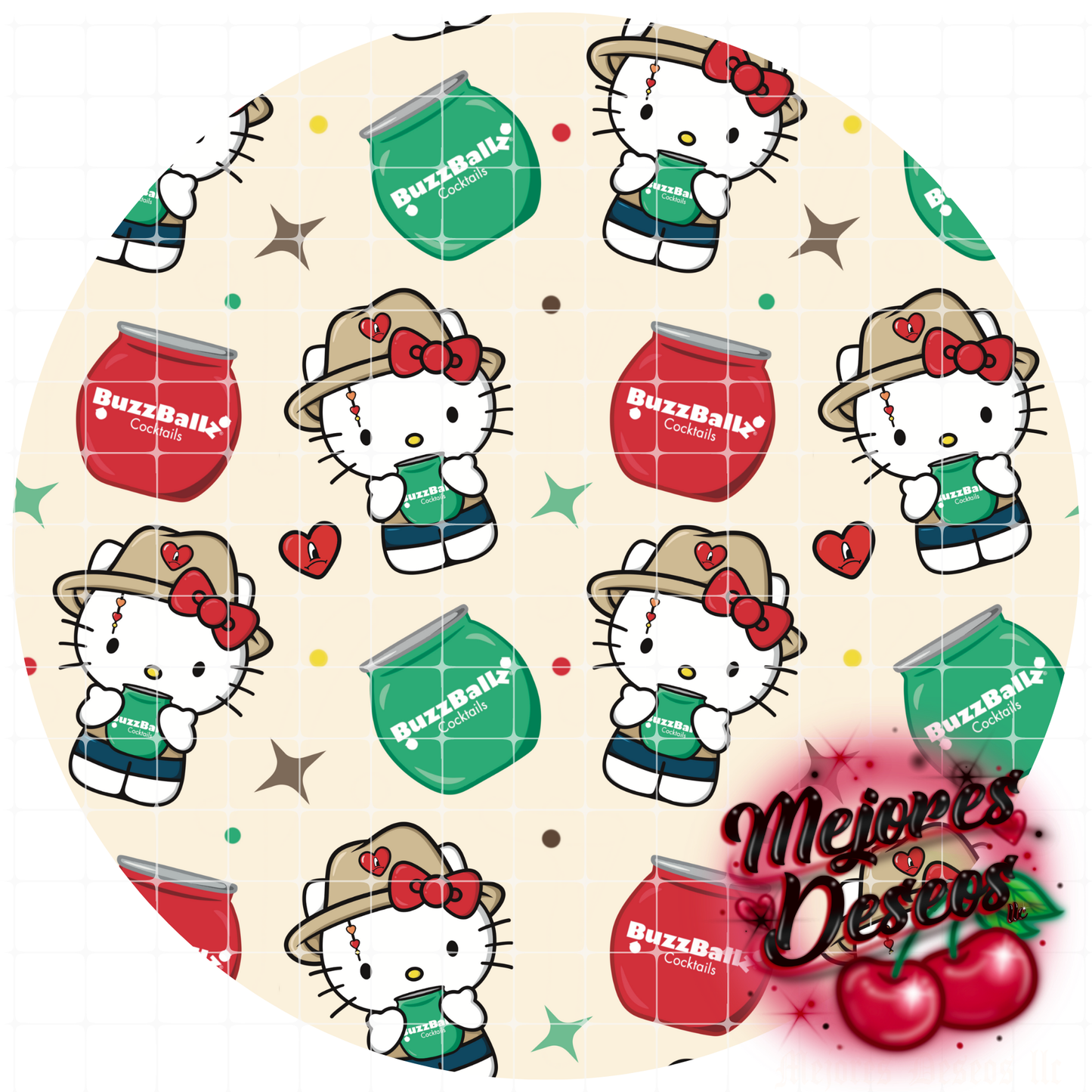 Bad Bunny/ Hello Kitty with Buzzballs Seamless Pattern