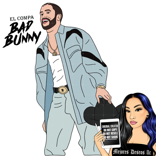 El Compa Bad Bunny SVG, PNG Digital Download