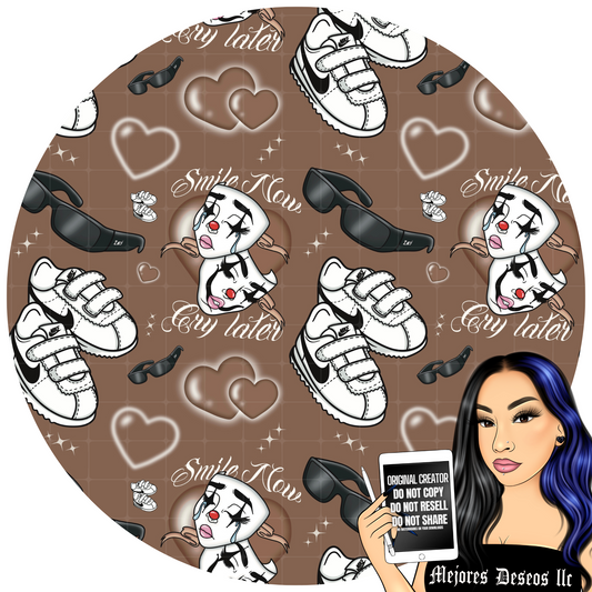 Chola, Chicana inspired BROWN SEAMLESS Design JPEG. Chicana Seamless.Chola Clipart.Chicana inspired Old school hearts. Instant Download ONLY