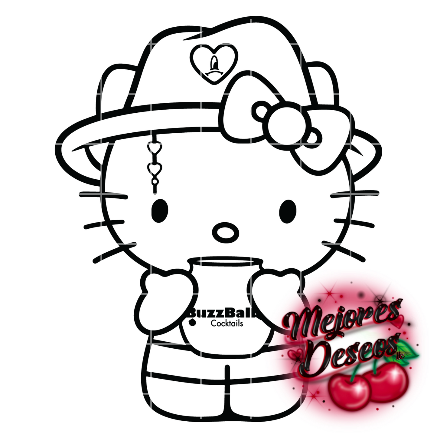 Bad Bunny/ Hello Kitty with Buzzball SVG, PNG