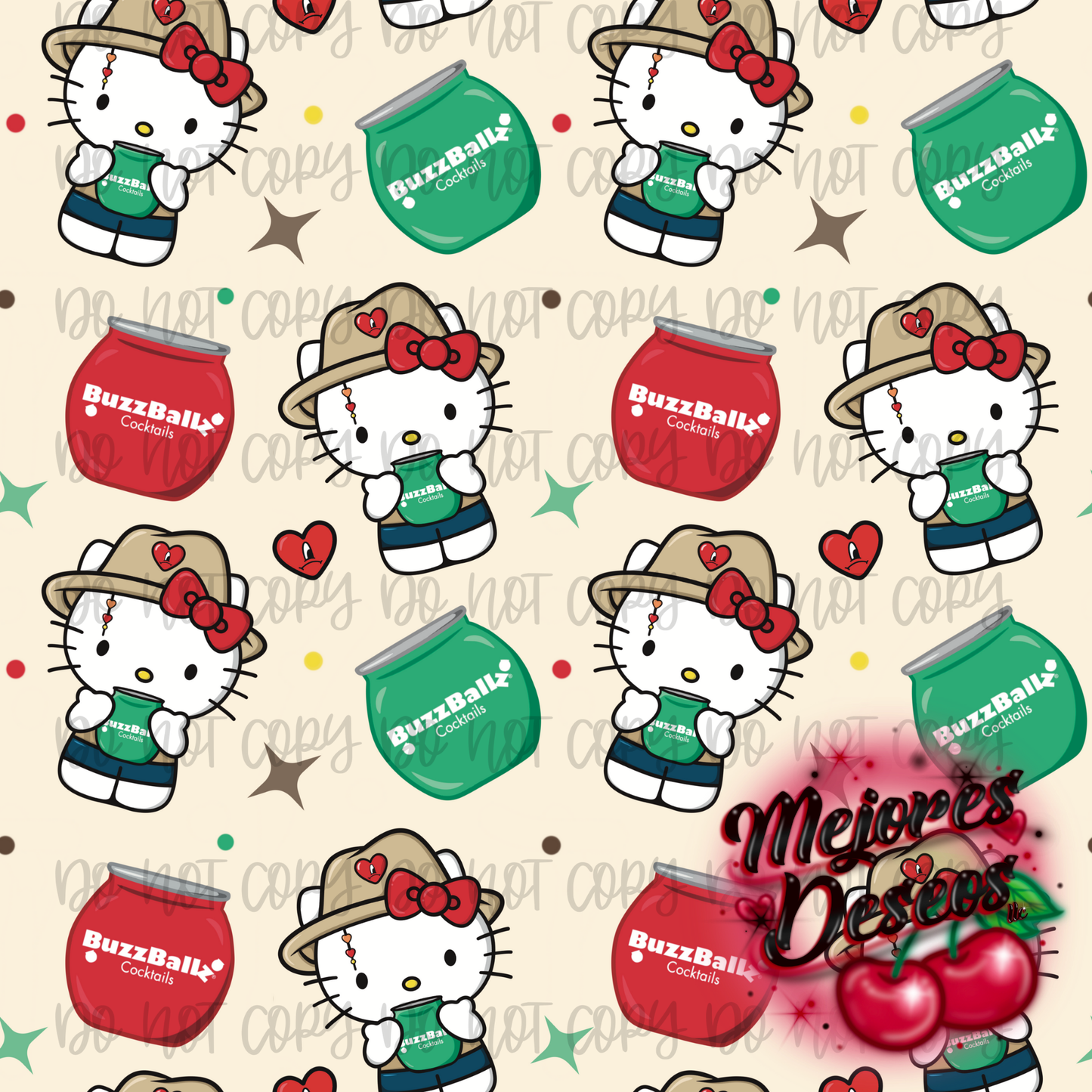 Bad Bunny/ Hello Kitty with Buzzballs Seamless Pattern