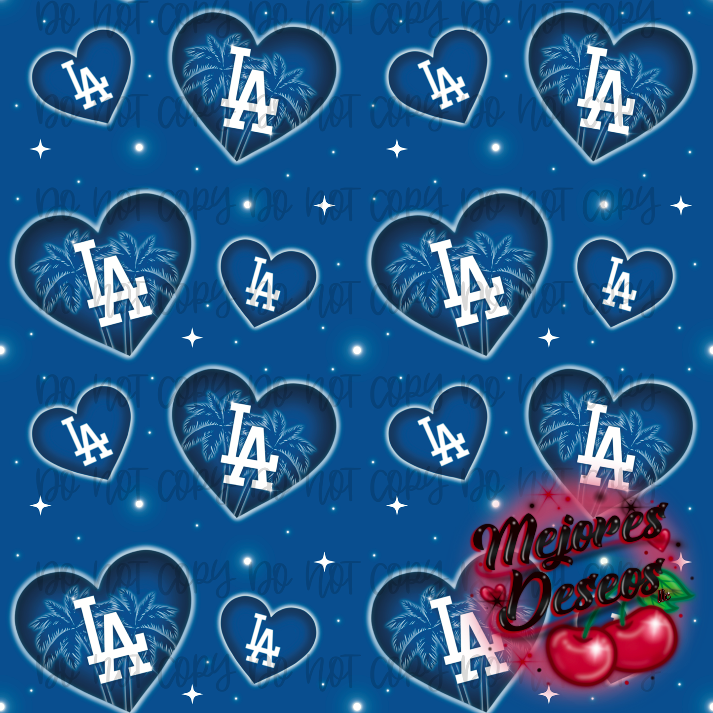 Blue LA / Hearts airbrush Seamless Pattern