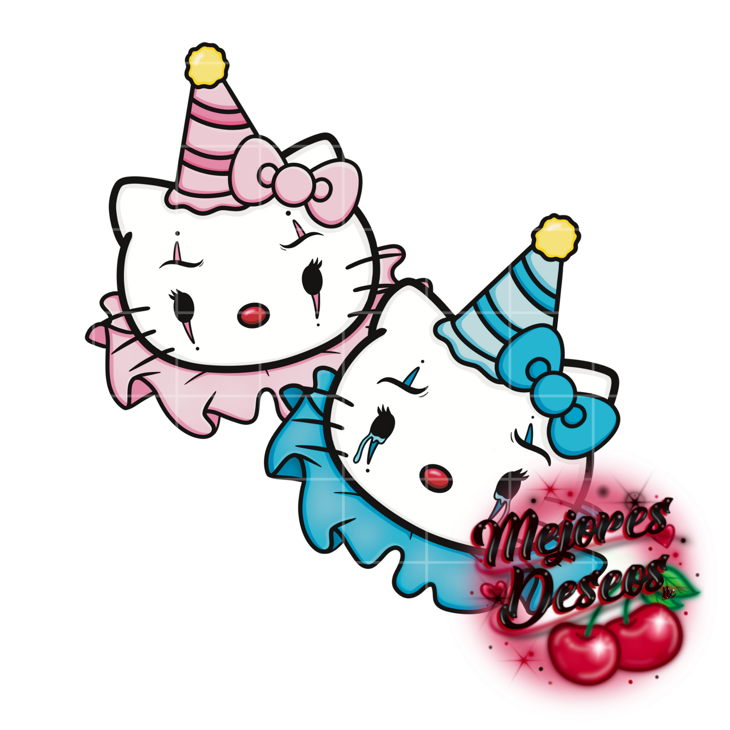 Smile Now, Cry Later Hello Kitty Clowns PNG only