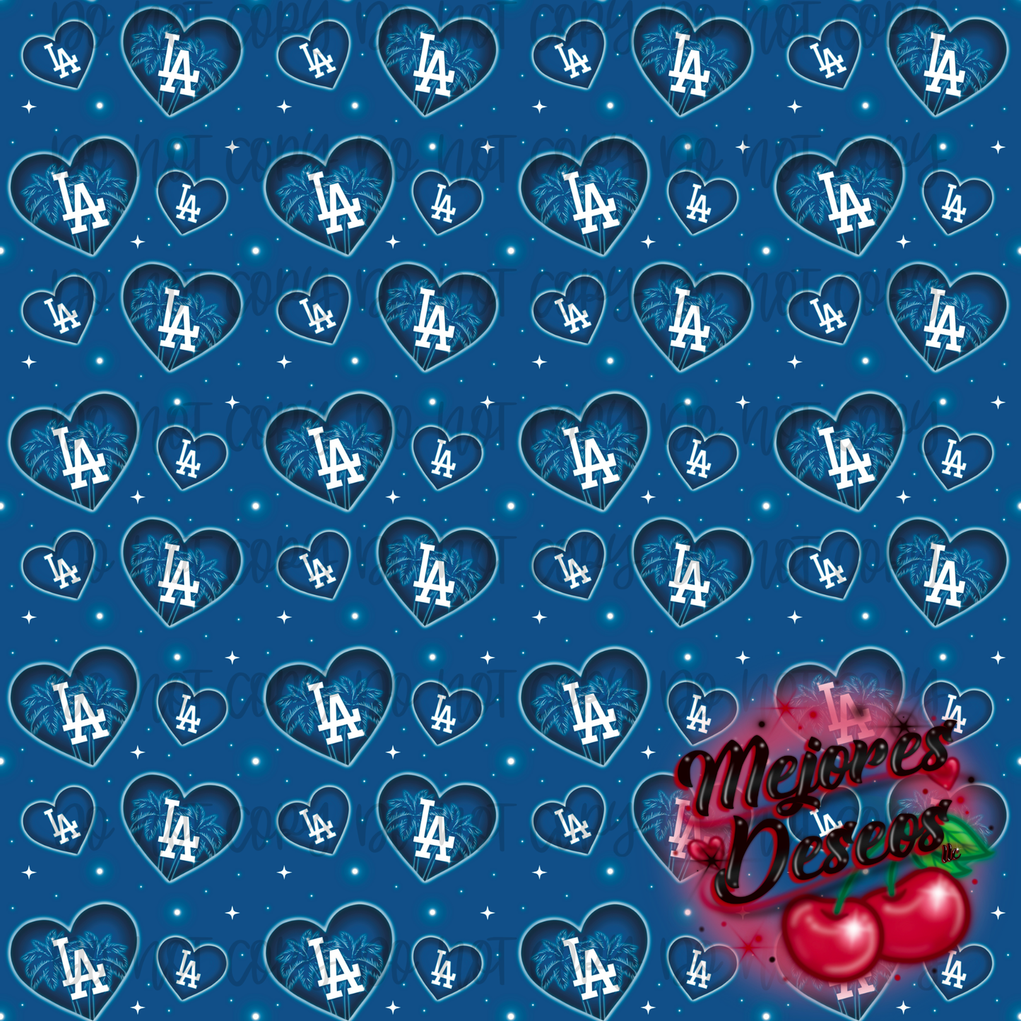 Blue LA / Hearts airbrush Seamless Pattern