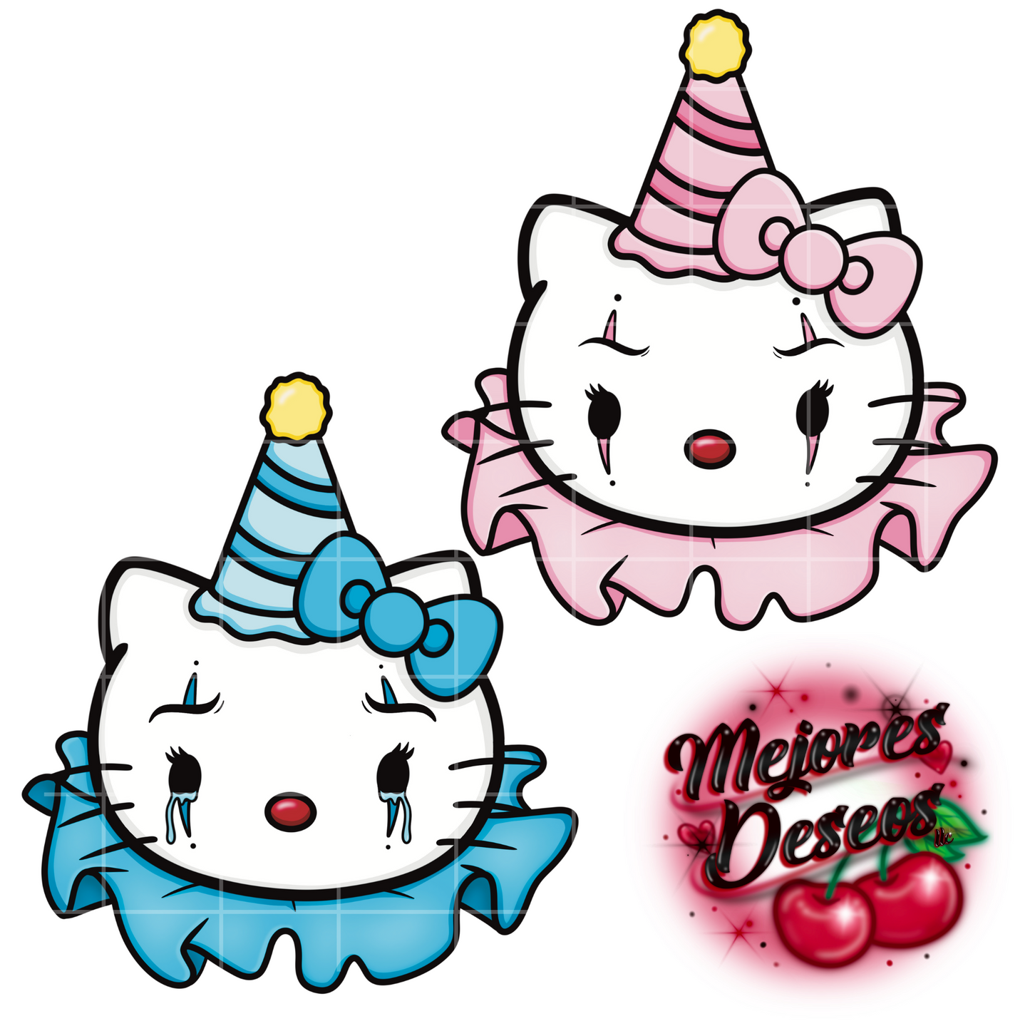 Smile Now, Cry Later Hello Kitty Clowns PNG only