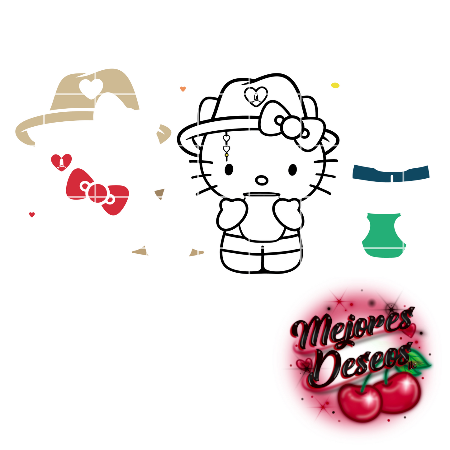 Bad Bunny/ Hello Kitty with Buzzball SVG, PNG