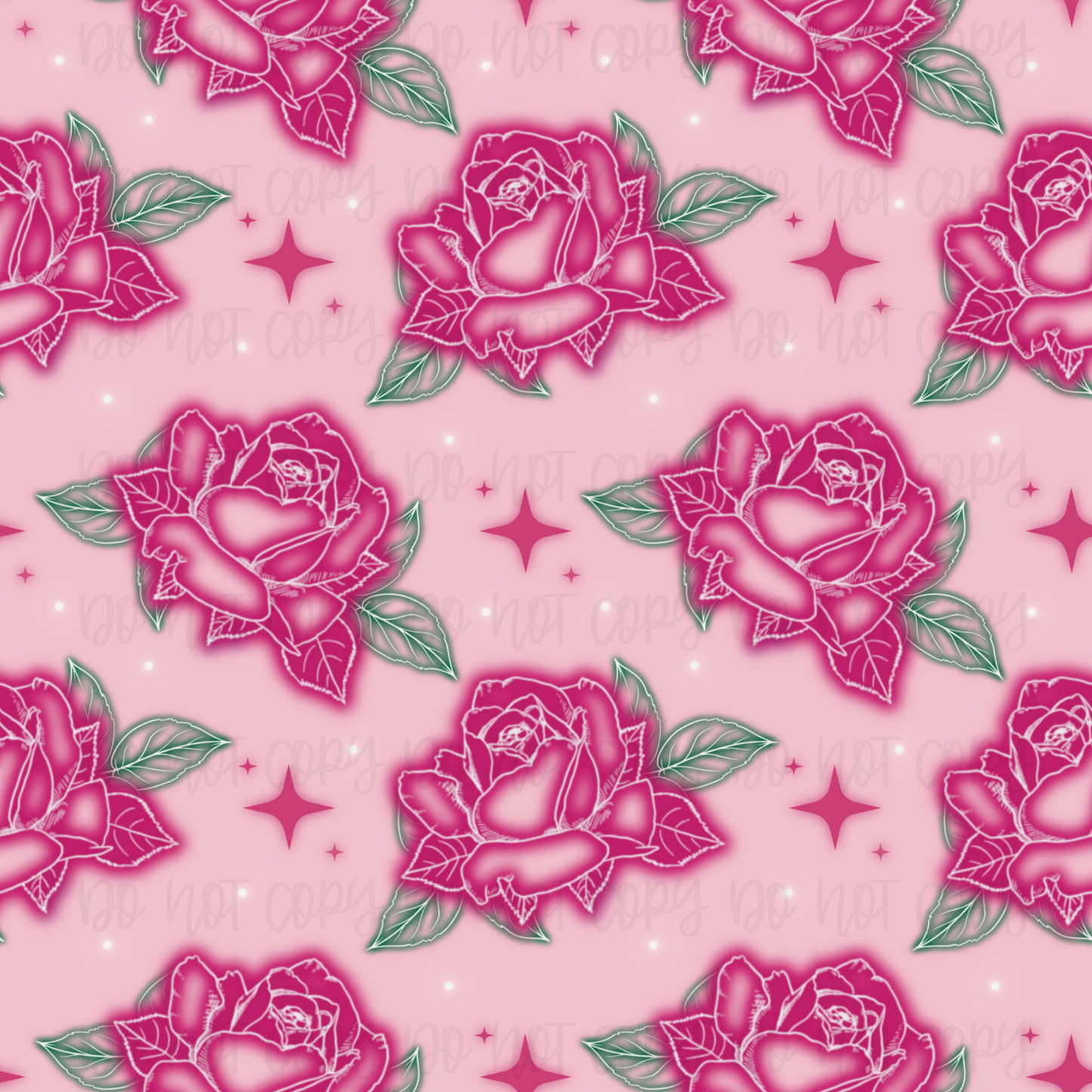 Neon Rose airbrush Seamless Pattern