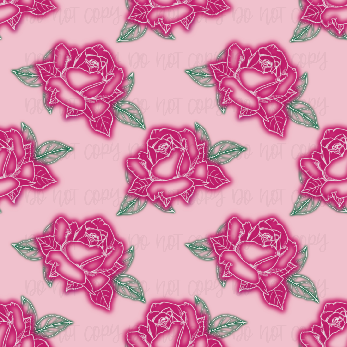 Neon Rose airbrush Seamless Pattern