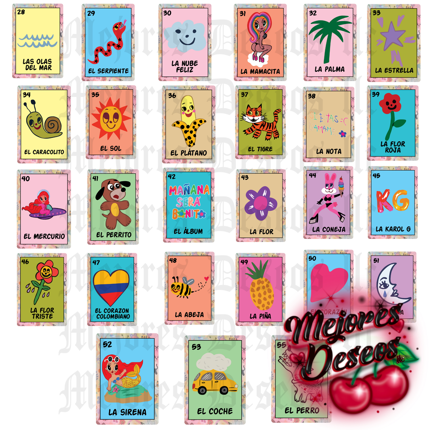 Karol G Mañana Sera Bonito Loteria Full Game Set. Instant Download. PNG/PDF