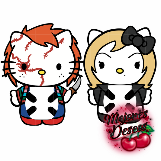 Hello Kitty as Chucky and Tiffany Buzzball Holder Pair- CUT FILE