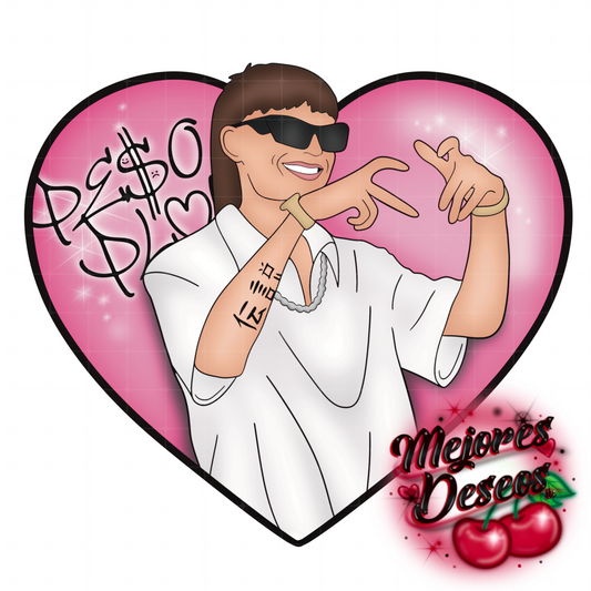 Peso Pluma PNG ONLY, Peso Pluma Heart PNG, Peso Pluma clipart, Peso Pluma Old school Heart. Peso Pluma Sublimation image