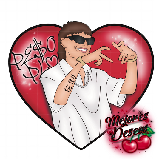 Peso Pluma PNG ONLY, Peso Pluma Heart PNG, Peso Pluma clipart, Peso Pluma Old school Heart. Peso Pluma Sublimation image